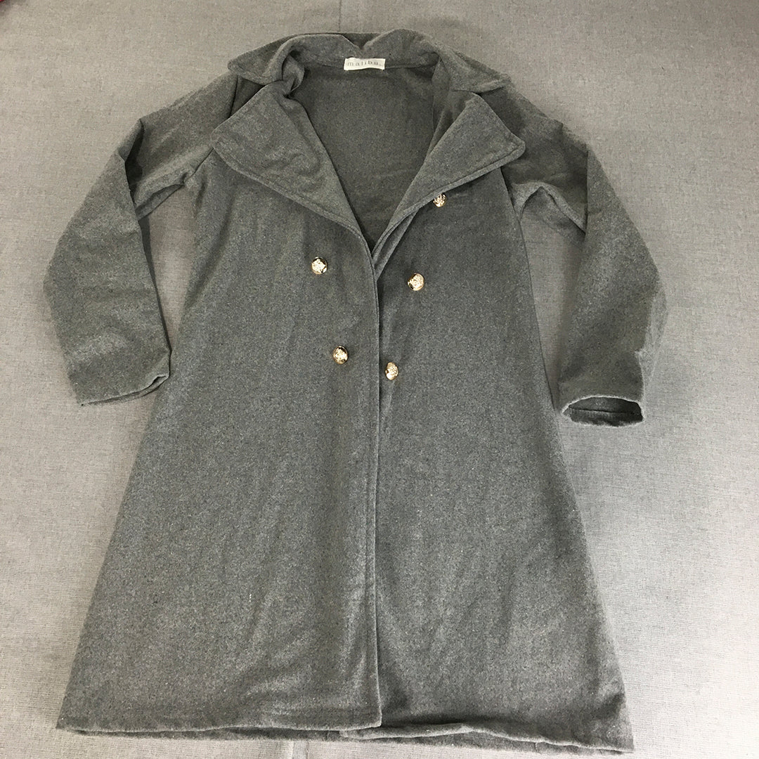 Malibu Womens Trench Coat Size 8 Grey Double Breasted Collared Jacket