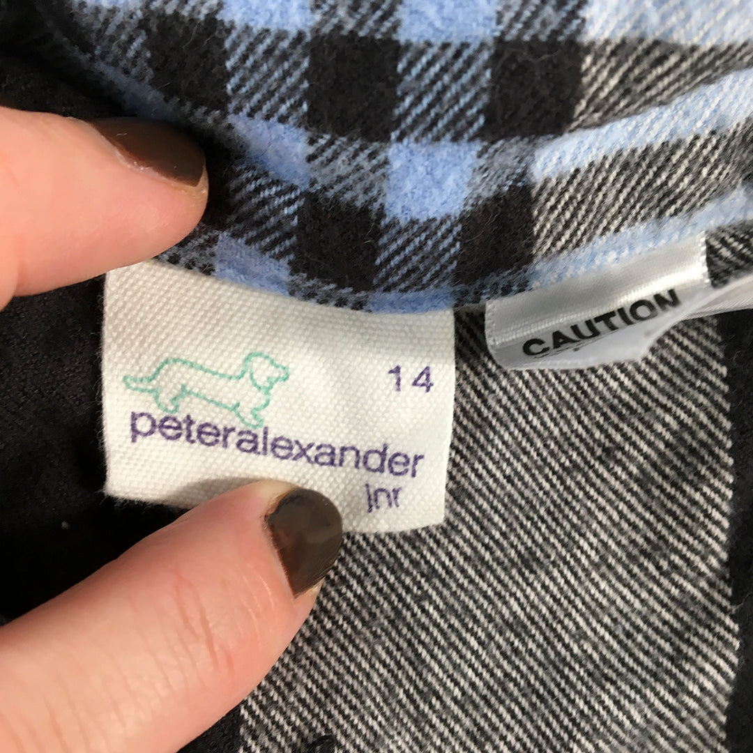 Peter Alexander Jnr Kids Boys Sleep Shirt Size 14 Blue White Checkered Pajama