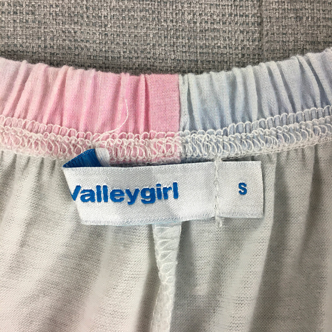 Valleygirl Womens Shorts Size S Blue Pink White Elastic Waist Pastel