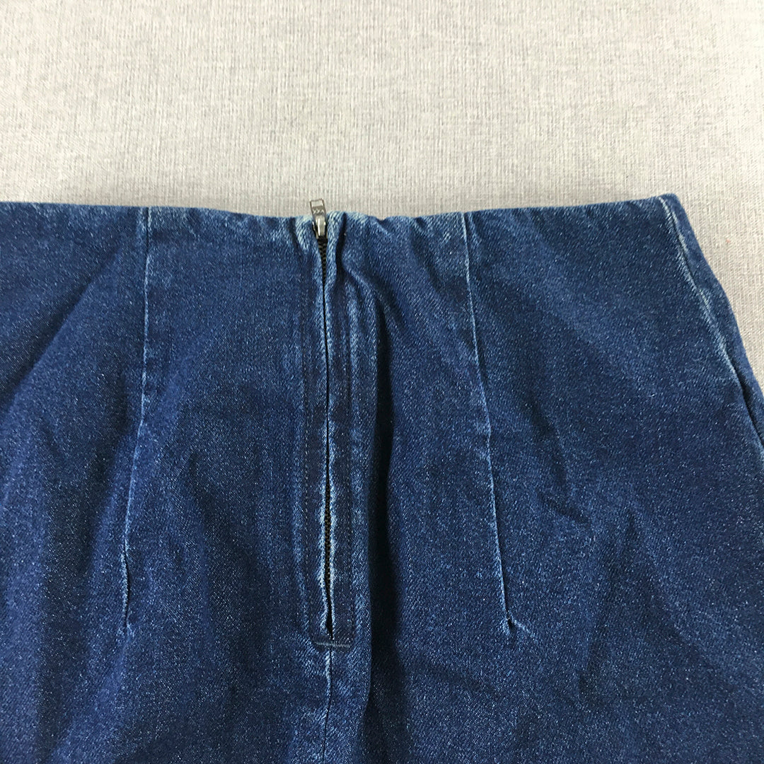 Topshop Moto Womens Denim Mini Skirt Size 6 Blue Tie-Up