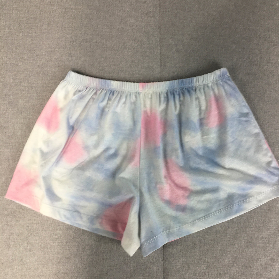 Valleygirl Womens Shorts Size S Blue Pink White Elastic Waist Pastel