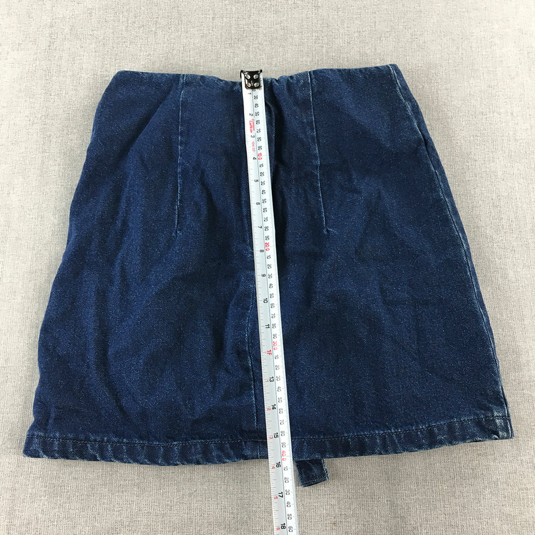 Topshop Moto Womens Denim Mini Skirt Size 6 Blue Tie-Up