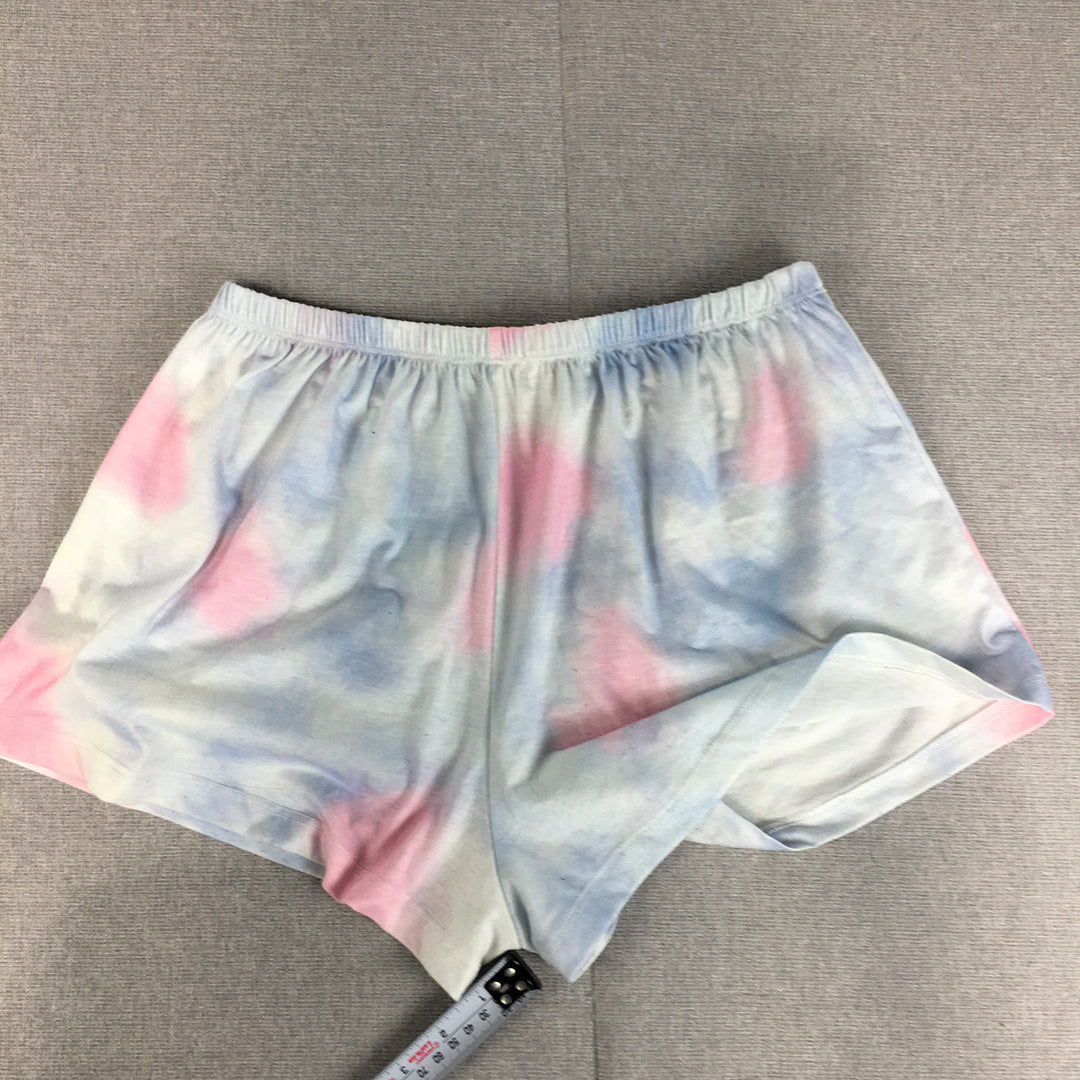 Valleygirl Womens Shorts Size S Blue Pink White Elastic Waist Pastel