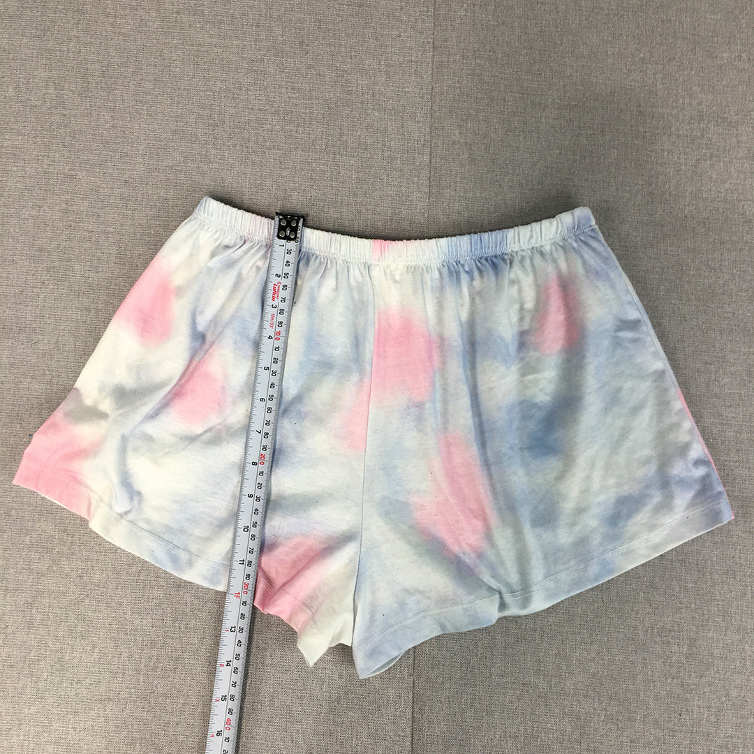 Valleygirl Womens Shorts Size S Blue Pink White Elastic Waist Pastel