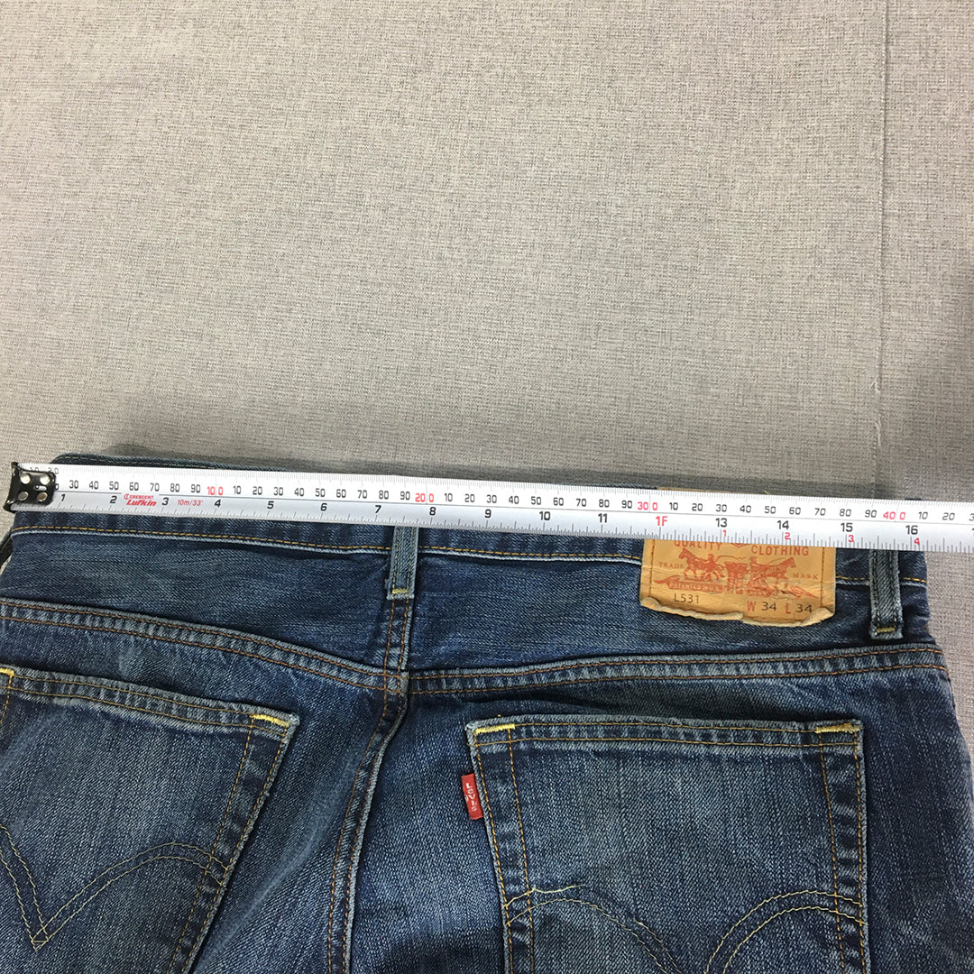 Levi's 531 Jeans Size 34 x 34 - Measures W32 x L26 Blue Dark Wash Straight