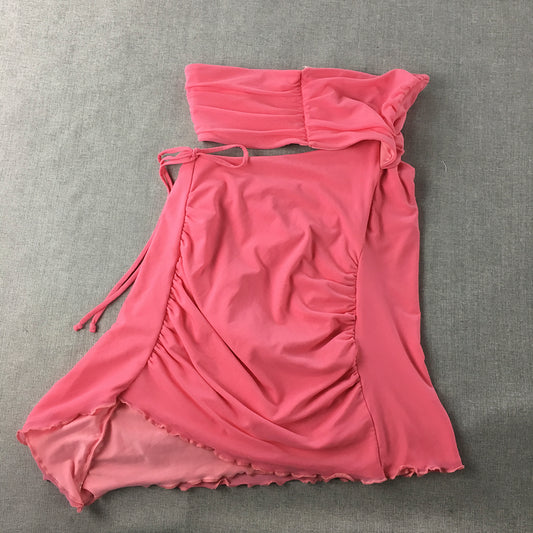 Oh Polly Womens Mini Dress Size 10 Pink Side Slit Strapless