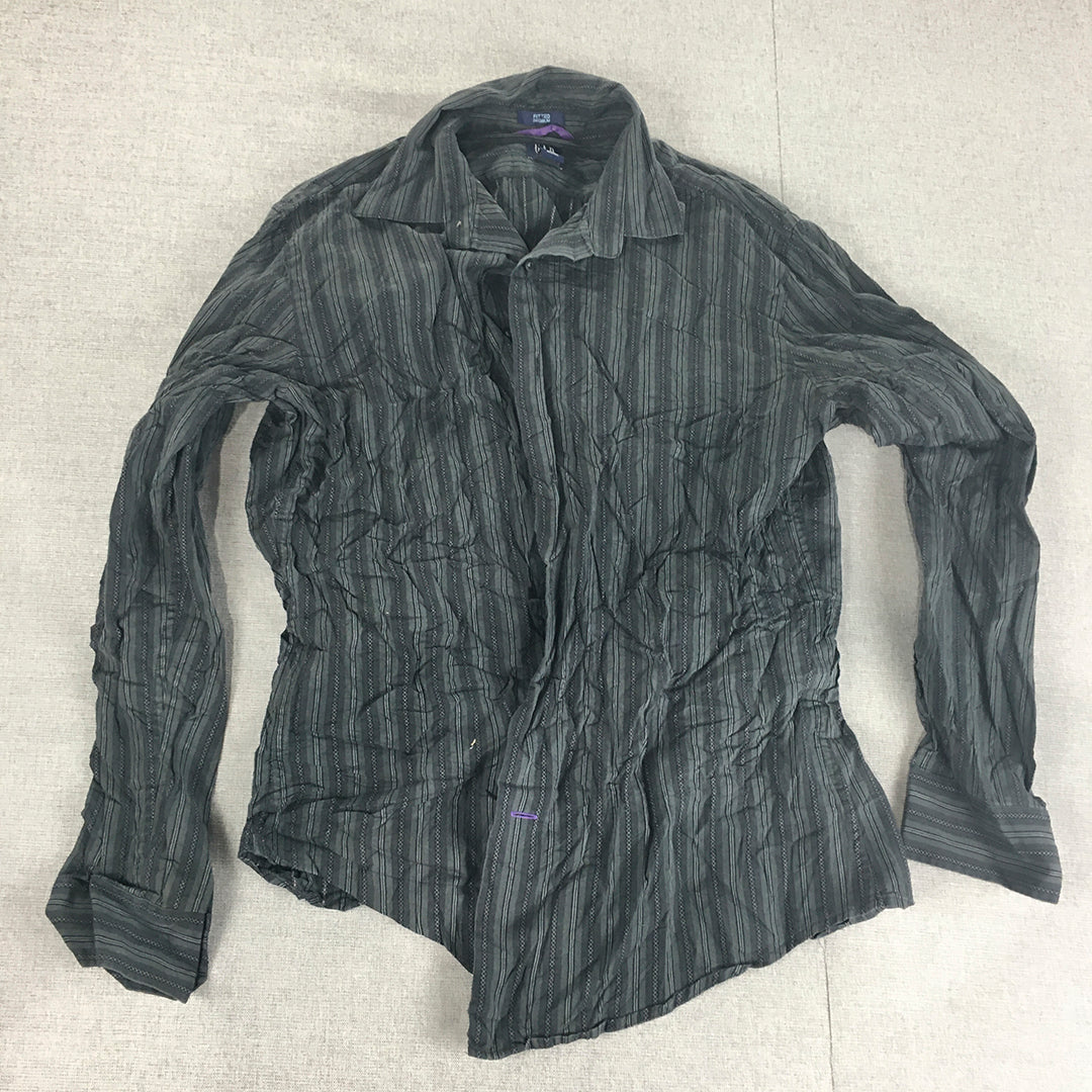 Vintage Gap Mens Shirt Size M Black Striped Long Sleeve Button-Up