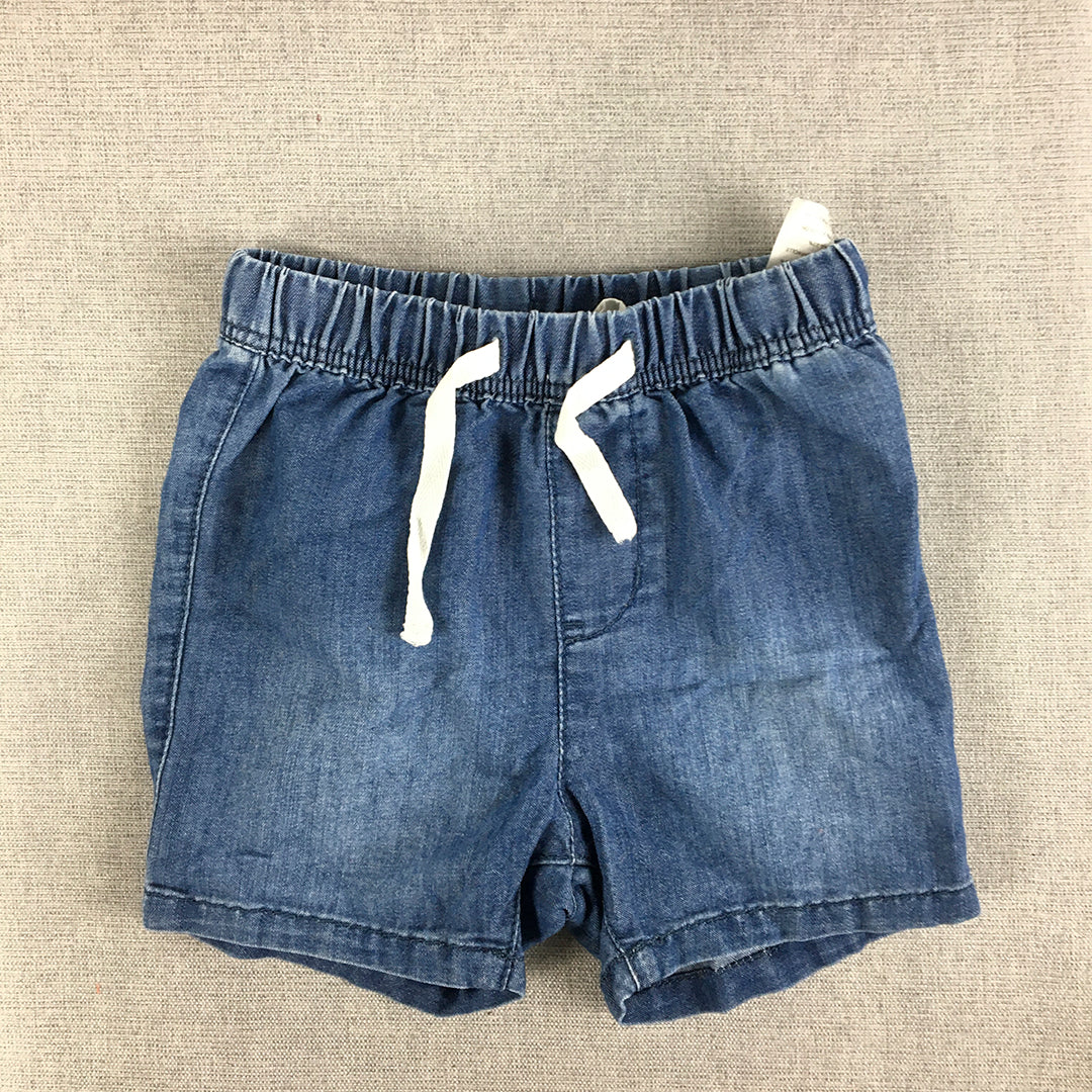 H&M Baby Denim Shorts Size 0 (6 - 9 Months) Blue Drawstring Elastic Waist