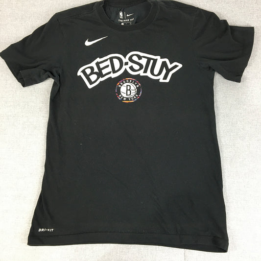 Nike Brooklyn Nets Bed-Stuy Mens T-Shirt Size S Black NBA Basketball Swoosh