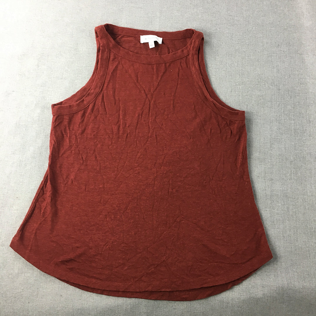 Witchery Womens Linen Tank Top Size S Red Sleeveless Shirt