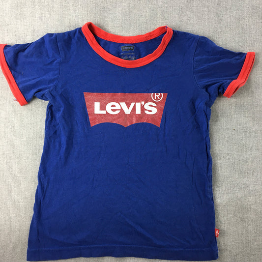 Levi's Kids Boys T-Shirt Size 5 - 6 Years Blue Logo Short Sleeve Top