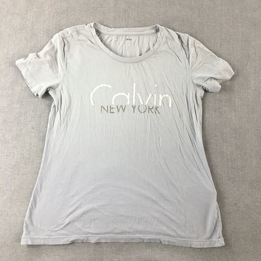 Calvin Klein Jeans Womens T-Shirt Size XS Grey Logo Short Sleeve Top