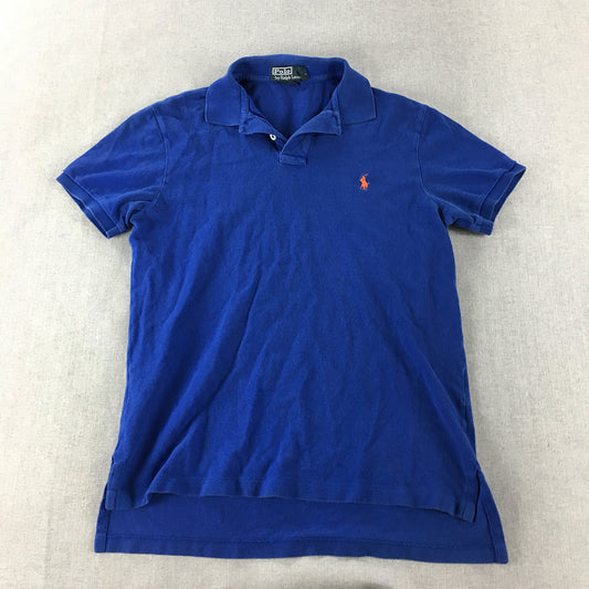 Polo Ralph Lauren Mens Shirt Size M Blue Orange Pony Logo Collared Rugby