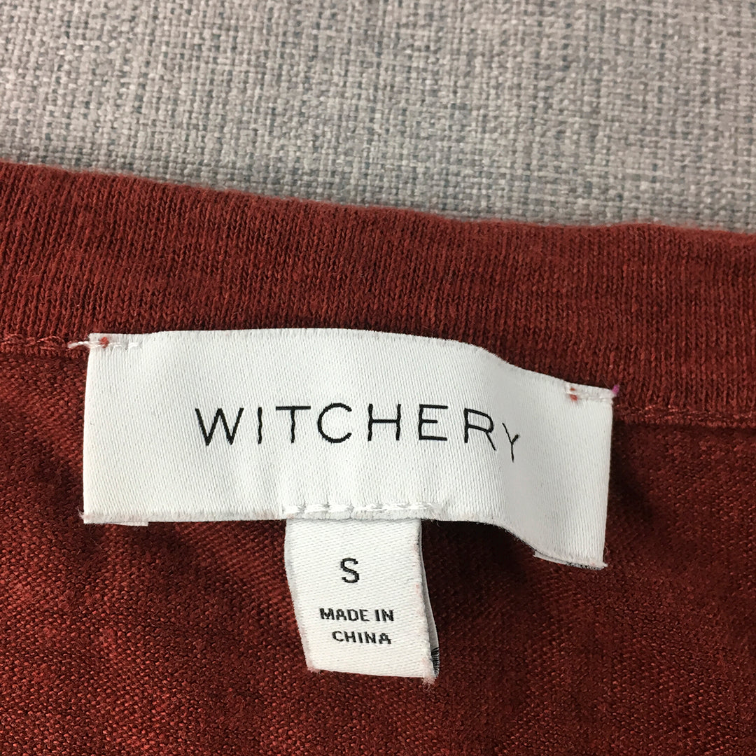 Witchery Womens Linen Tank Top Size S Red Sleeveless Shirt