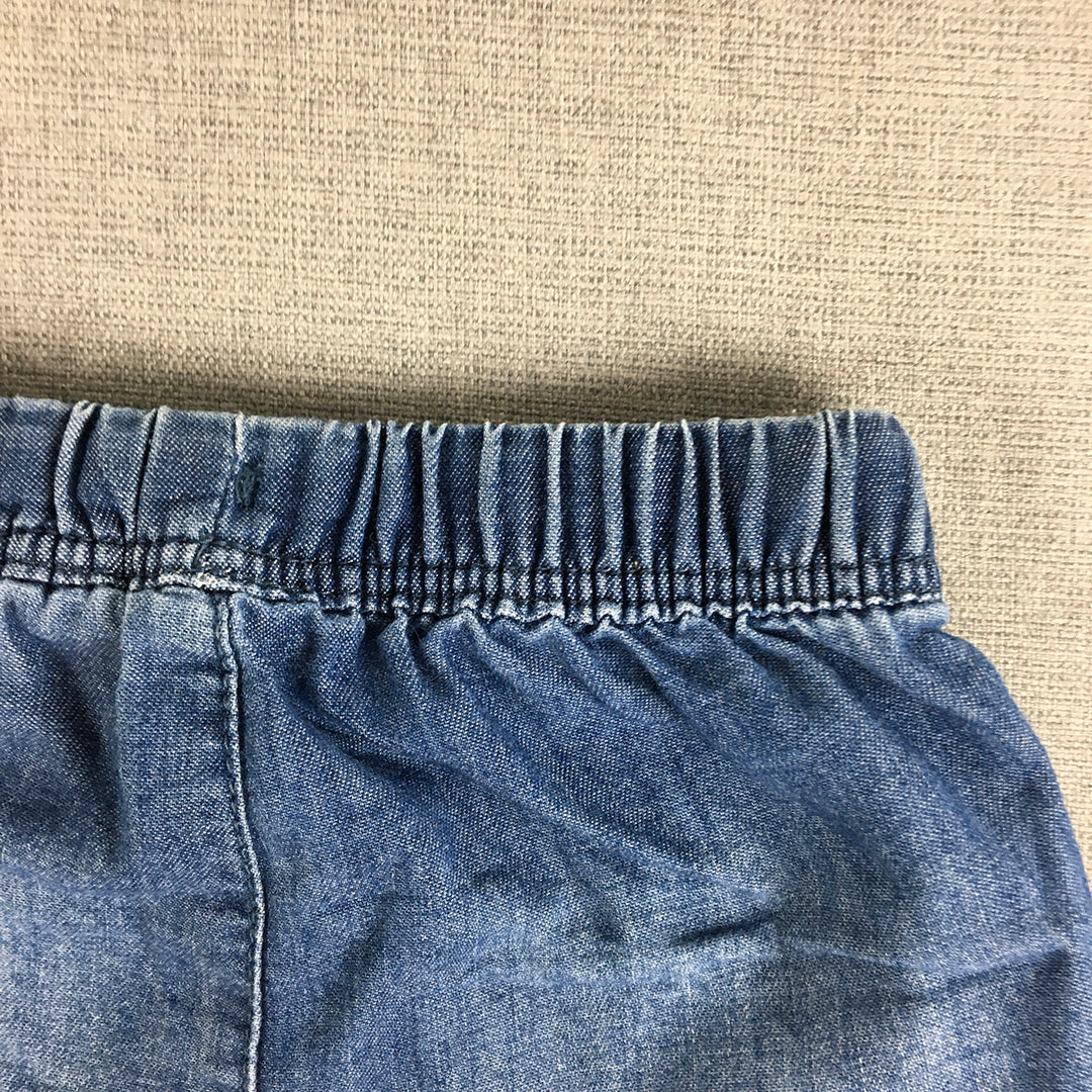 H&M Baby Denim Shorts Size 0 (6 - 9 Months) Blue Drawstring Elastic Waist