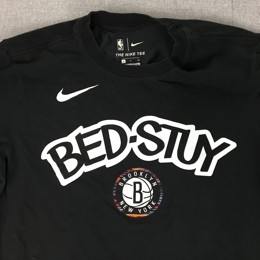 Nike Brooklyn Nets Bed-Stuy Mens T-Shirt Size S Black NBA Basketball Swoosh