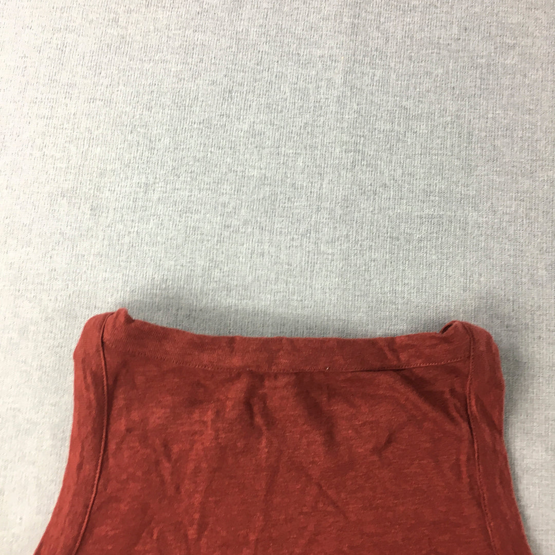 Witchery Womens Linen Tank Top Size S Red Sleeveless Shirt