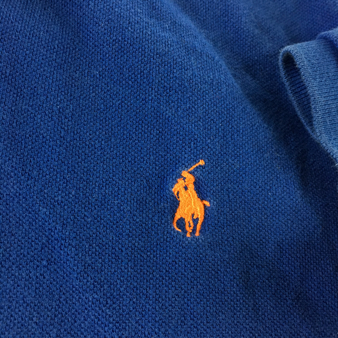 Polo Ralph Lauren Mens Shirt Size M Blue Orange Pony Logo Collared Rugby