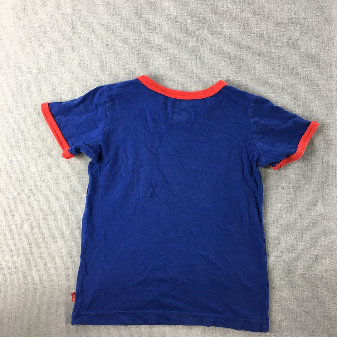 Levi's Kids Boys T-Shirt Size 5 - 6 Years Blue Logo Short Sleeve Top