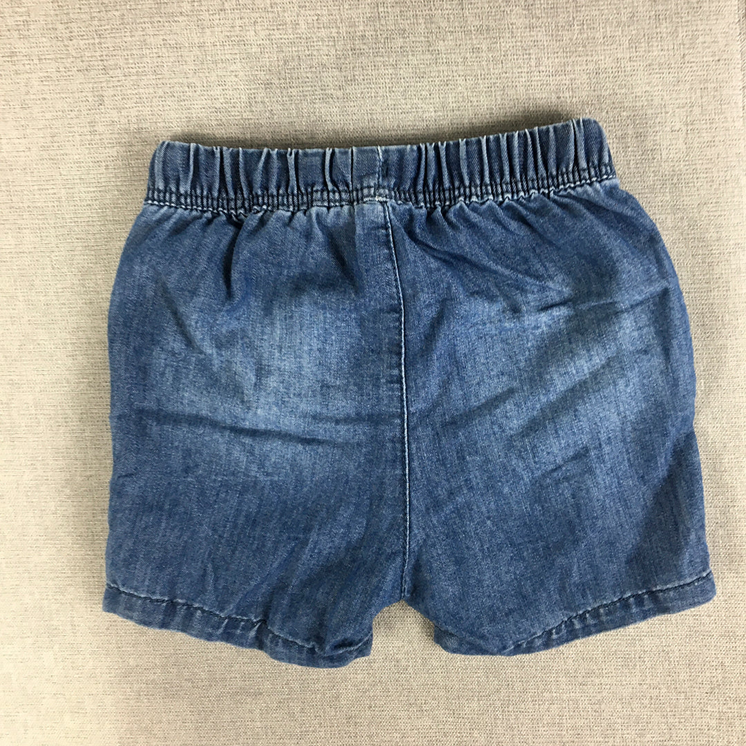 H&M Baby Denim Shorts Size 0 (6 - 9 Months) Blue Drawstring Elastic Waist