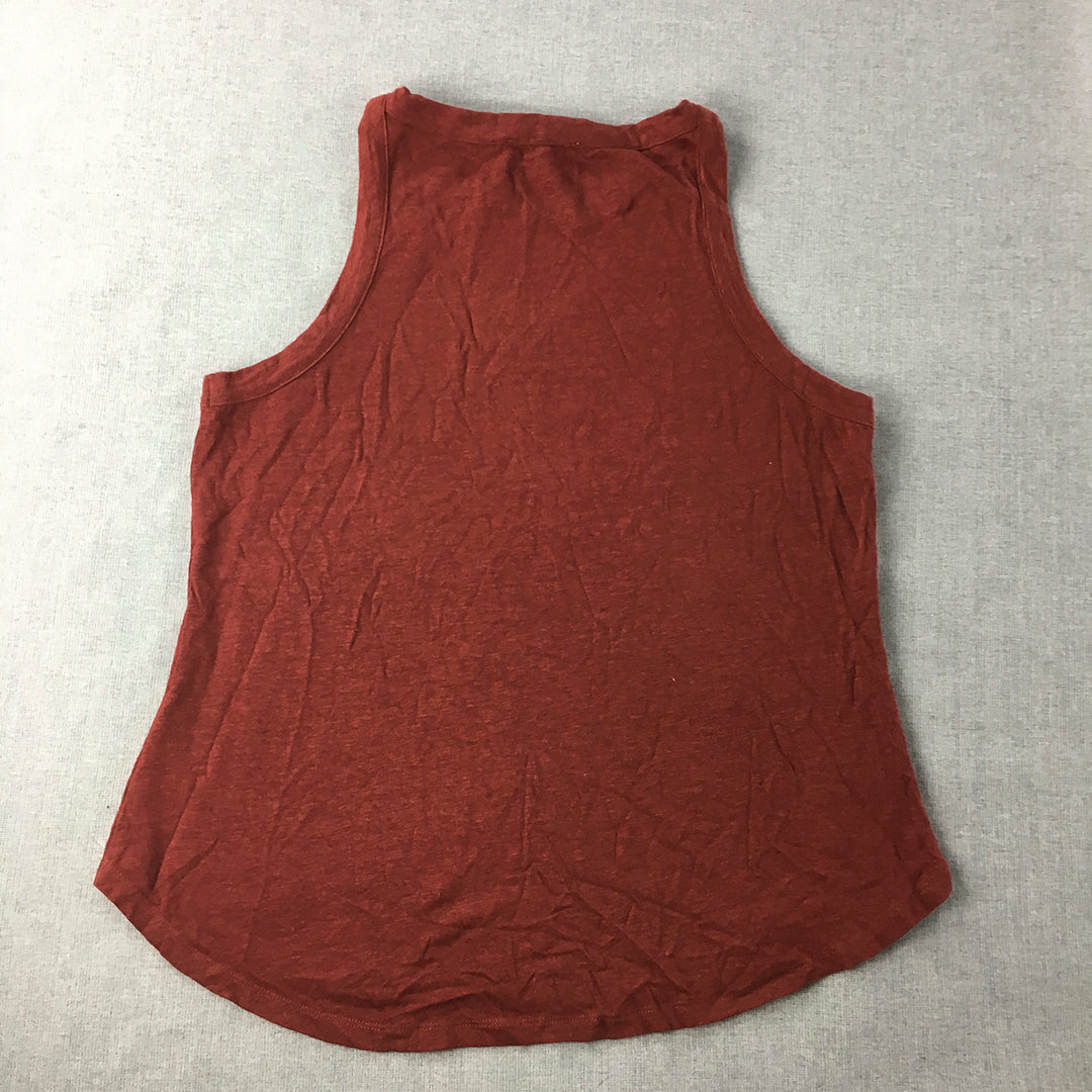 Witchery Womens Linen Tank Top Size S Red Sleeveless Shirt