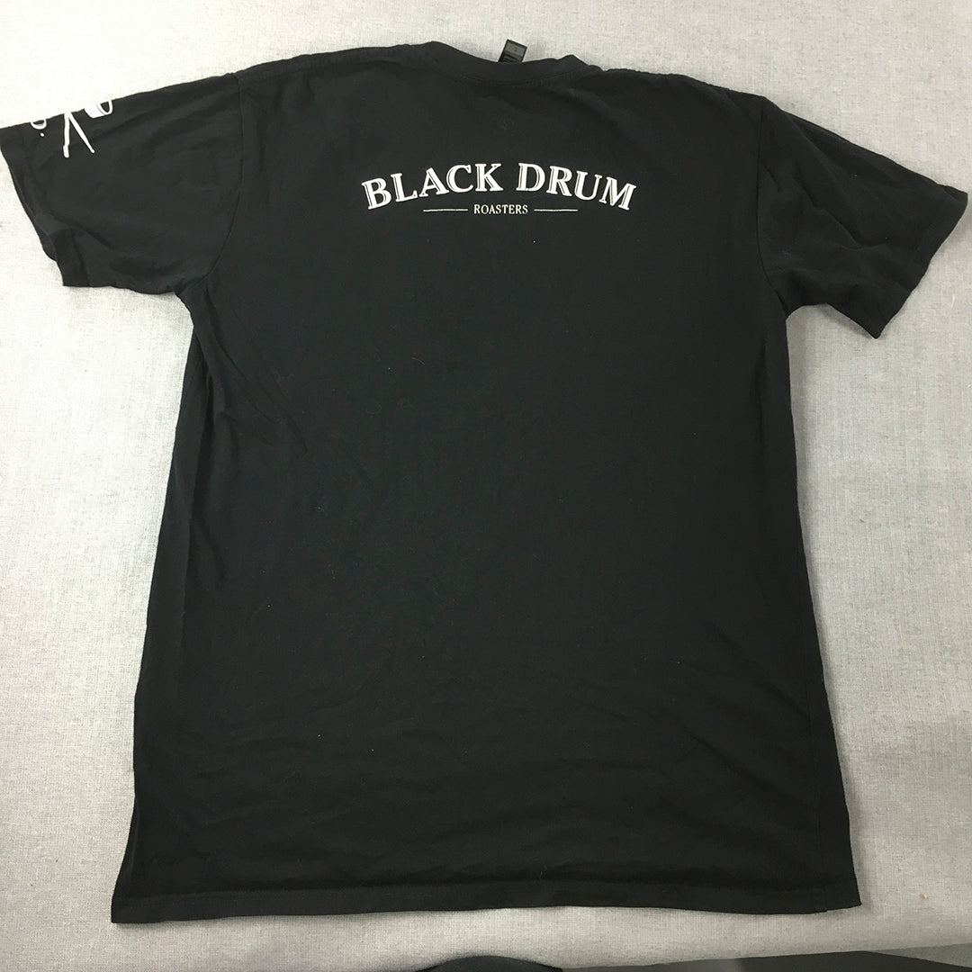 Black Drum Roasters Coffee Mens T-Shirt Size L Short Sleeve Crew Neck Tee