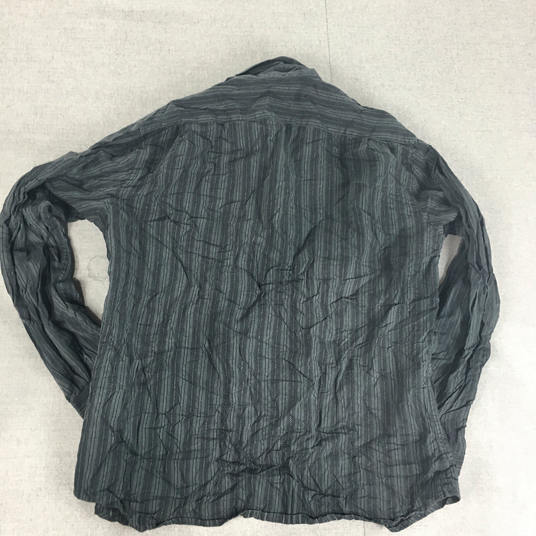 Vintage Gap Mens Shirt Size M Black Striped Long Sleeve Button-Up