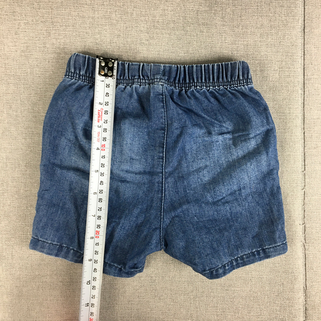 H&M Baby Denim Shorts Size 0 (6 - 9 Months) Blue Drawstring Elastic Waist