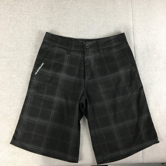 Quiksilver Kids Boys Shorts Size 12 Black Checkered Pockets Logo