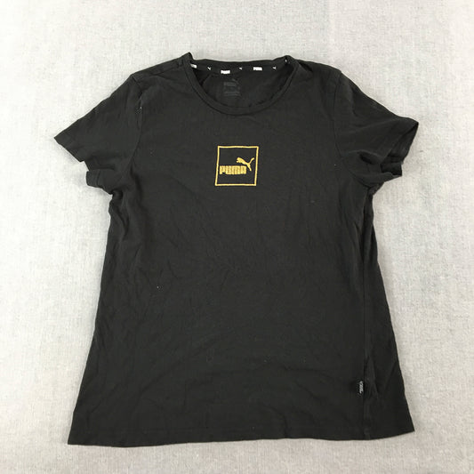 Puma Womens T-Shirt Size L Black Logo Short Sleeve Crew Neck Top