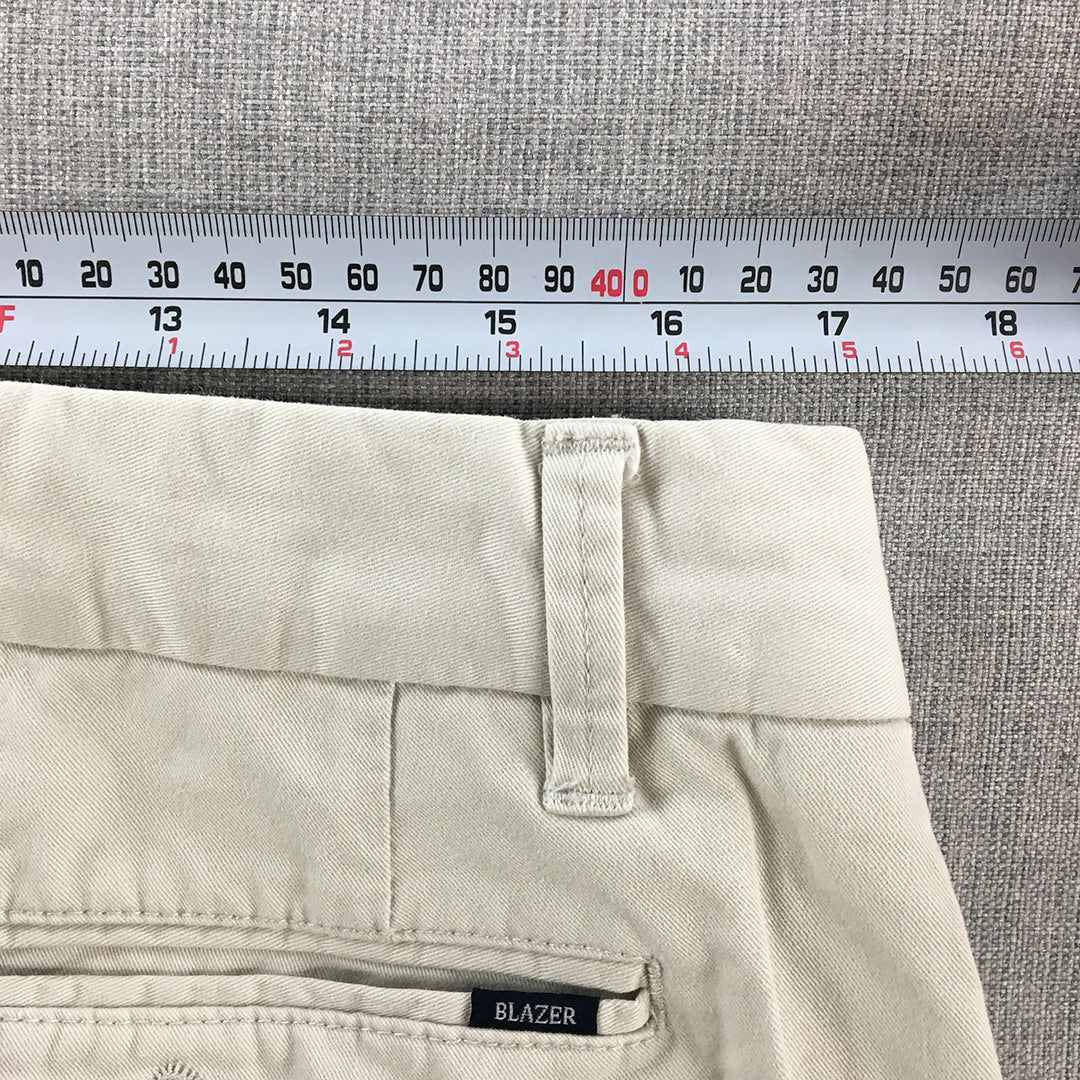 Blazer Mens Chino Pants Size 34 (W34 x L31) Cream Beige Straight Trouser