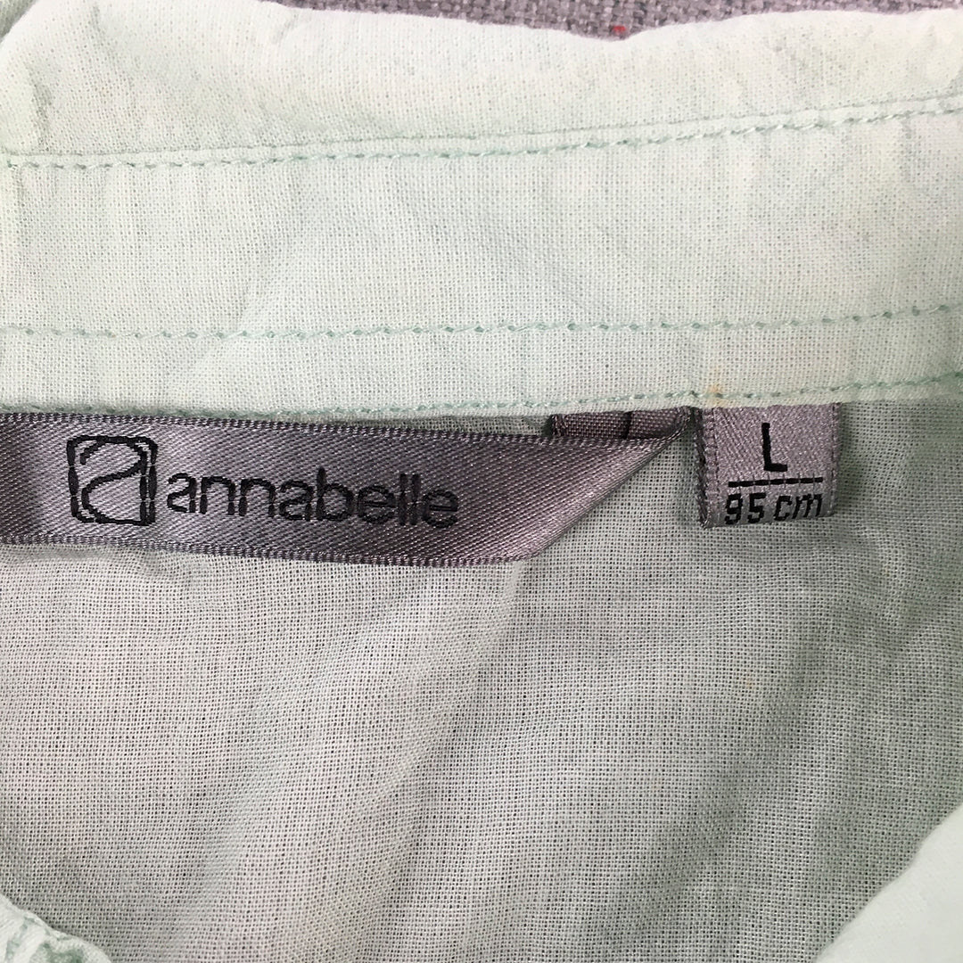 Annabelle Womens Shirt Size L Light Green Short Sleeve Button-Up