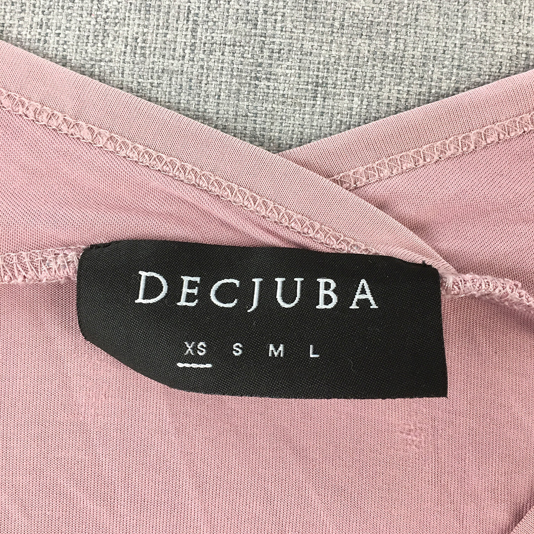 Decjuba Womens T-Shirt Size XS Pink V-Neck Short Sleeve Top