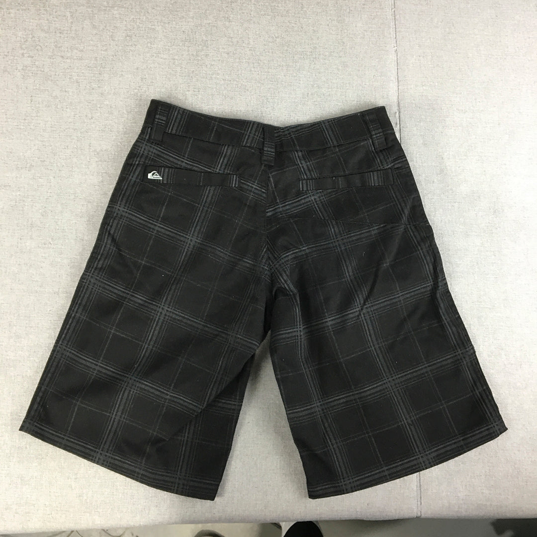 Quiksilver Kids Boys Shorts Size 12 Black Checkered Pockets Logo