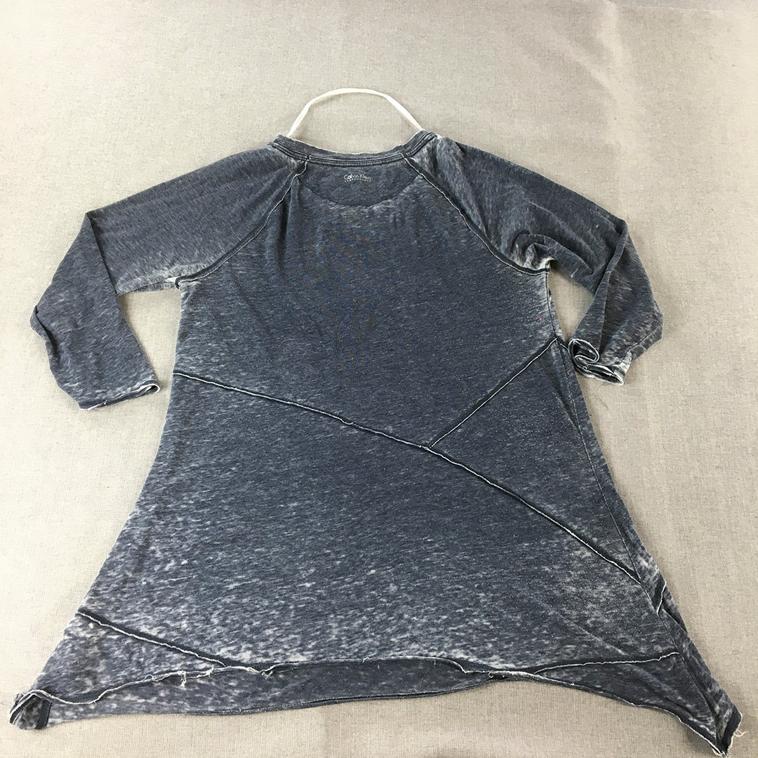 Calvin Klein Performance Womens Pullover Shirt Size L Blue Stone Wash