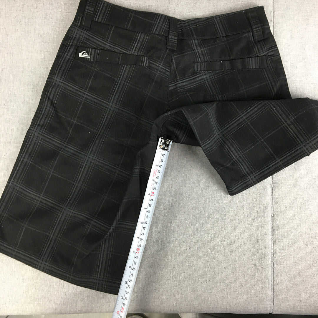 Quiksilver Kids Boys Shorts Size 12 Black Checkered Pockets Logo