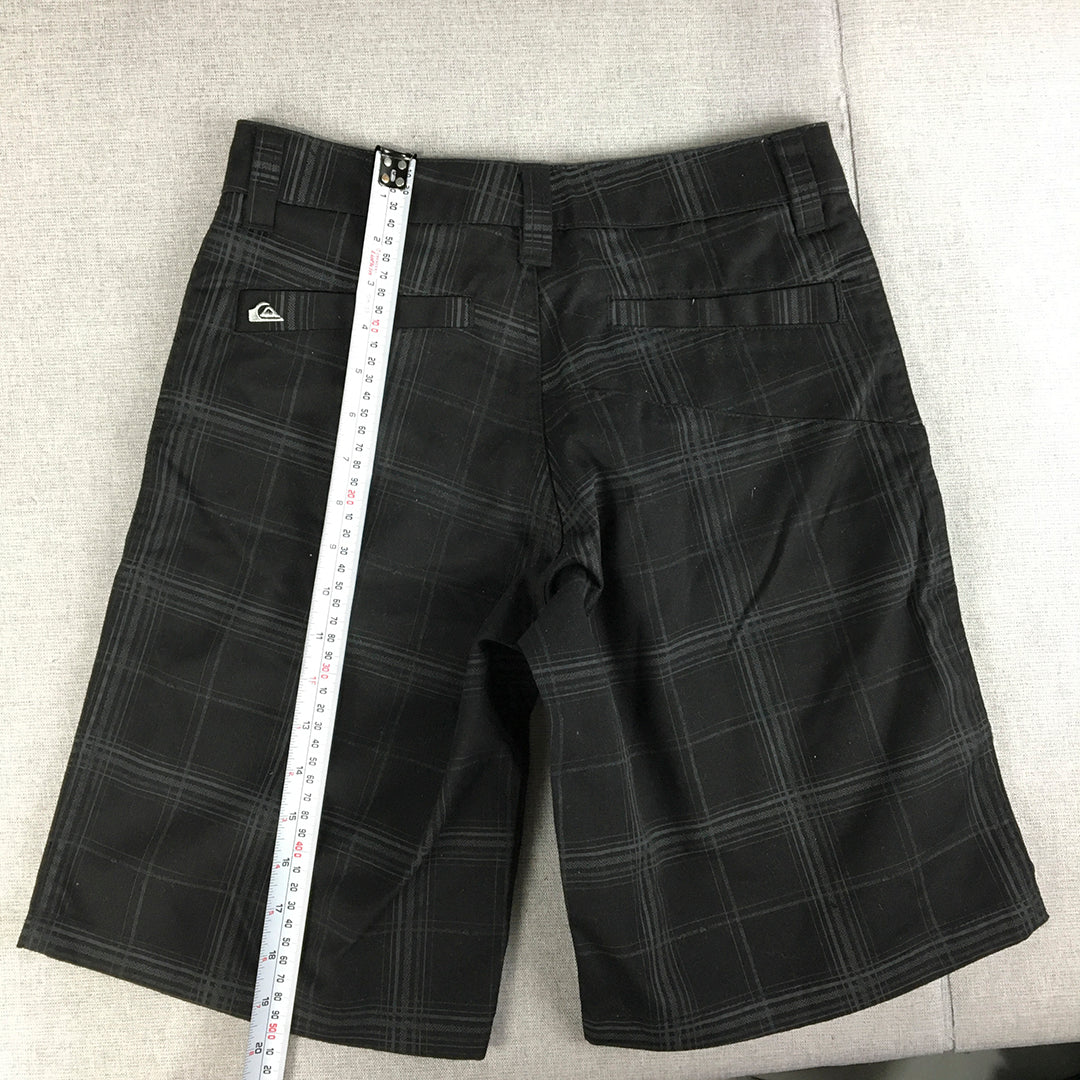 Quiksilver Kids Boys Shorts Size 12 Black Checkered Pockets Logo