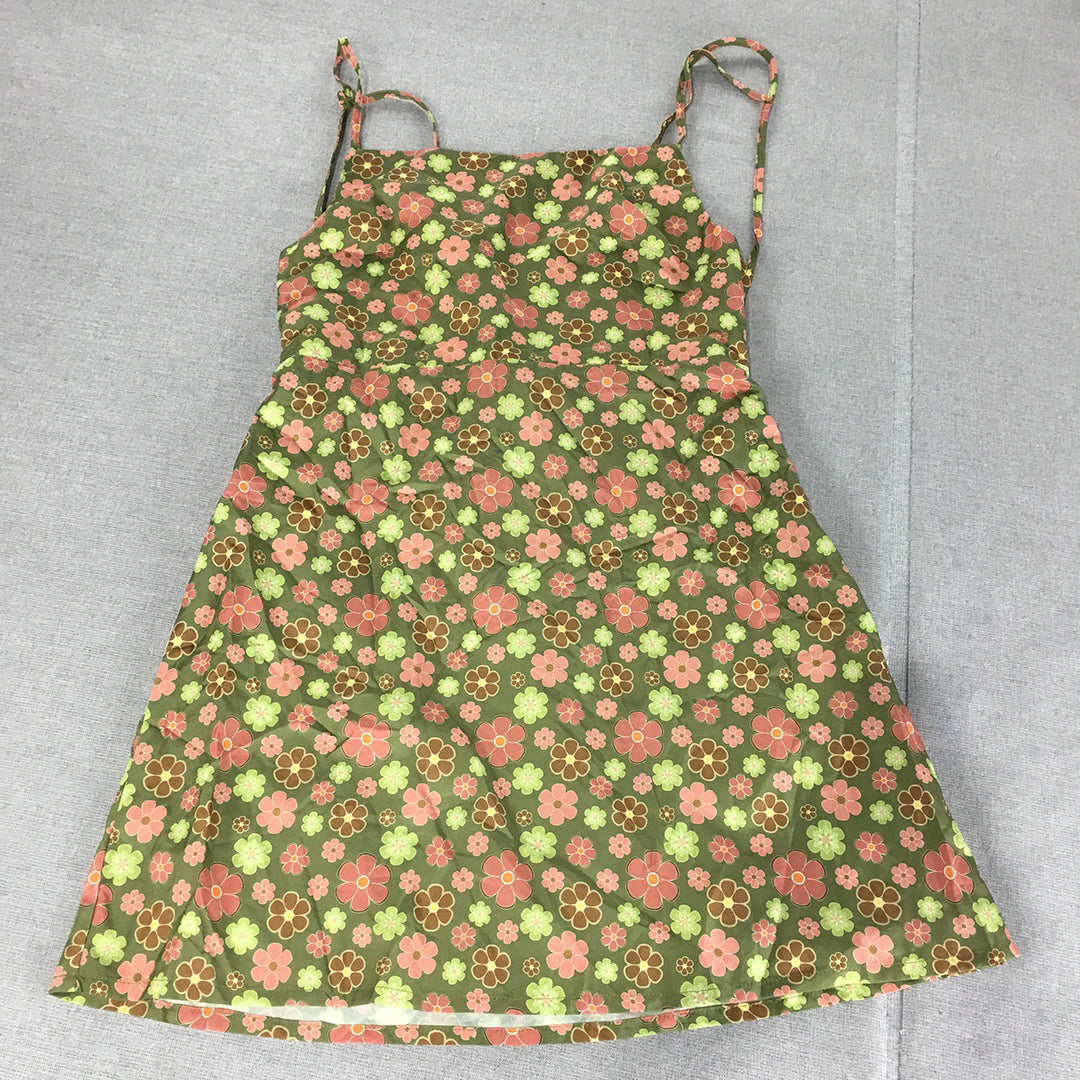 NEW Minx & Moss Womens Mini Dress Size L Green Floral A-Line Sleeveless