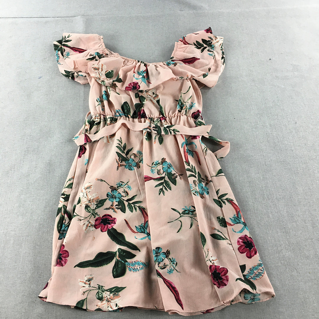 Valleygirl Womens Dress Size 10 Pink Fit & Flare Floral Belted Mini