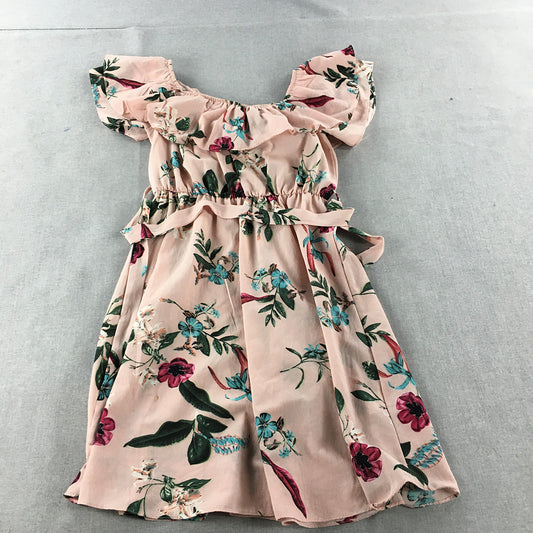 Valleygirl Womens Dress Size 10 Pink Fit & Flare Floral Belted Mini