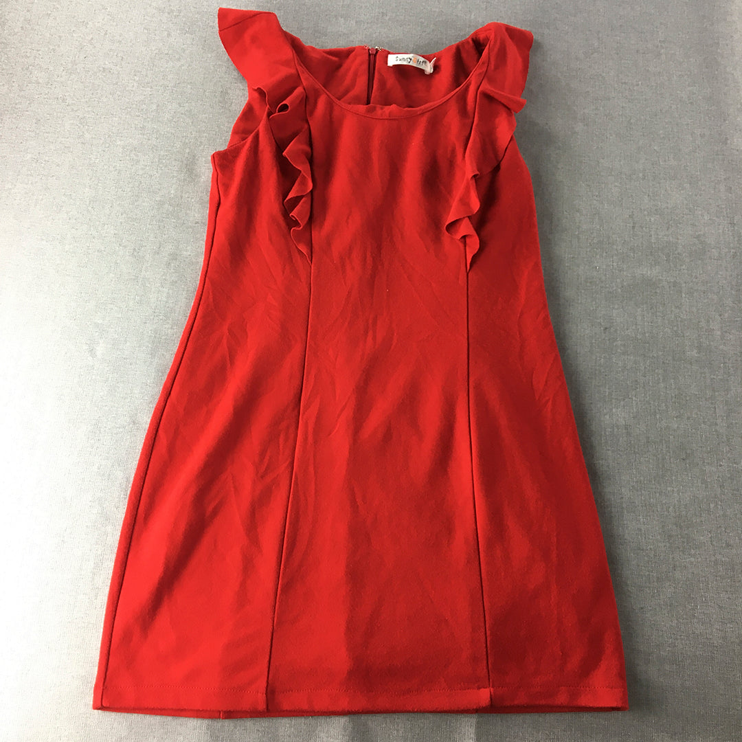 Sunny Girl Womens Mini Dress Size 14 Red Pencil Sleeveless