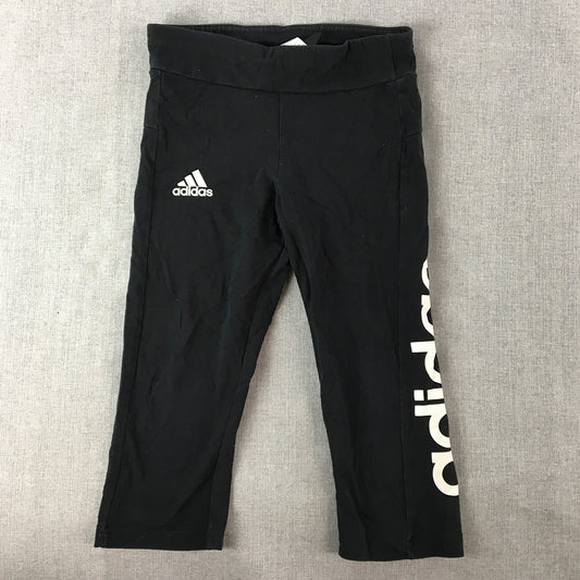 Adidas Kids Girls Leggings Youth Size S (9 - 10 Years) Black Logo Pants