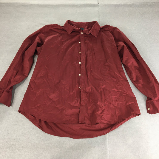 aLL A Little Larger Womens Shirt Size 4 (AUS Size 3XL) Red Button-Up Long Sleeve