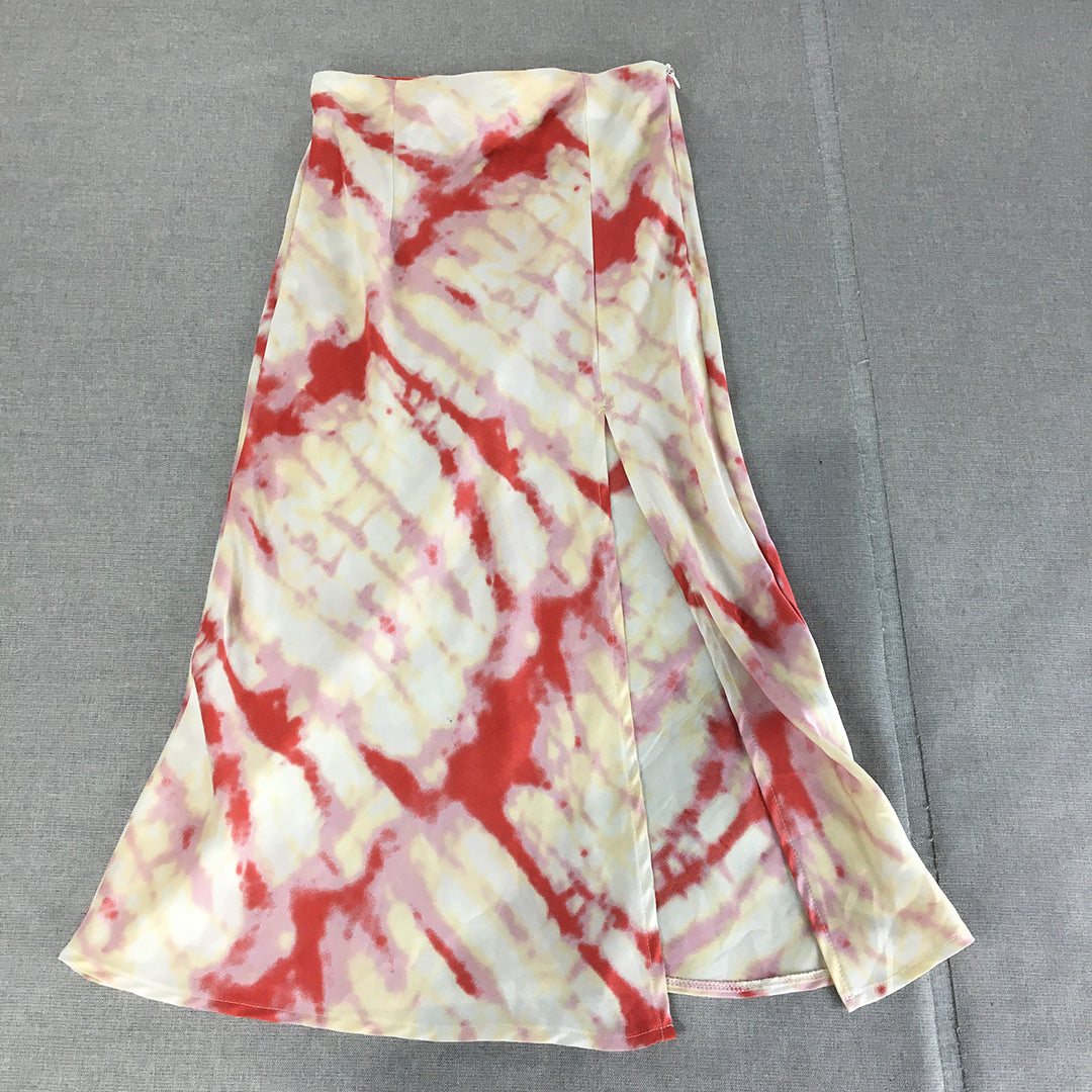 Polly Womens A-Line Skirt Size 6 White Red Slit