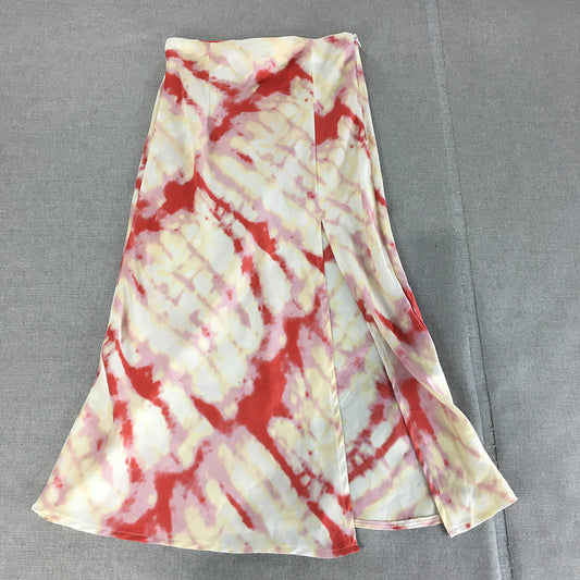 Polly Womens A-Line Skirt Size 6 White Red Slit