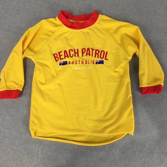 Beach Patrol Australia Kids Rash Vest Size 4 Toddler Yellow Surf Swim Rashie