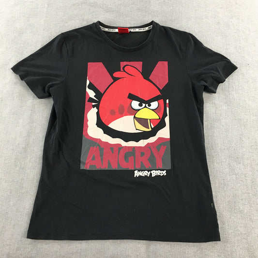 Angry Birds Mens T-Shirt Size M Black Short Sleeve Tee