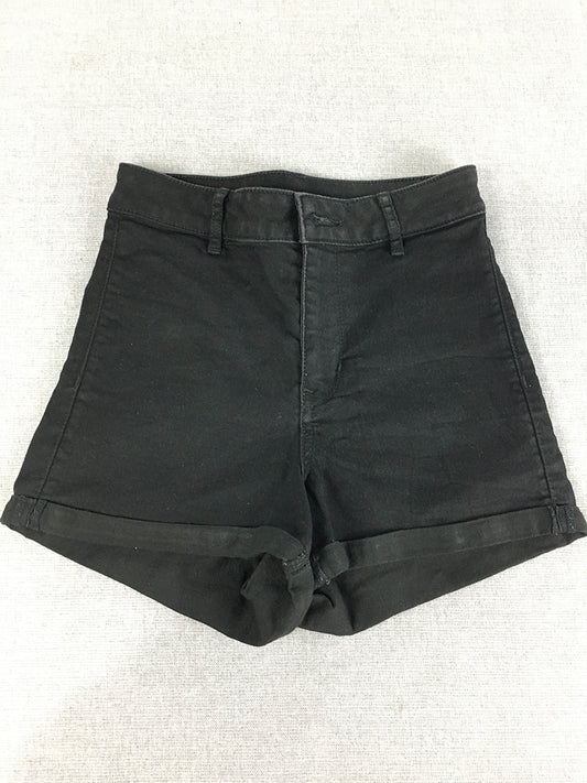 H&M Womens Denim Shorts Size 6 Black Stretch Bermuda