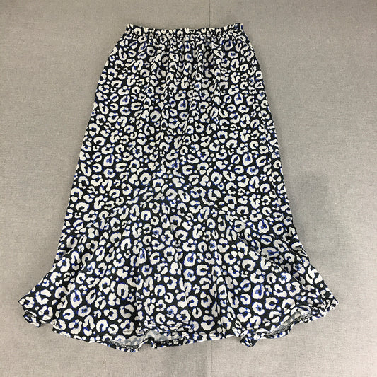 Boohoo Womens Maxi Skirt Size 10 Black Blue White Floral Frilled Hem