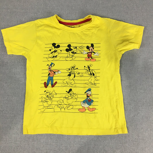 Disney Mickey Mouse Kids Boys T-Shirt Size 7 / 8 Years Yellow Short Sleeve